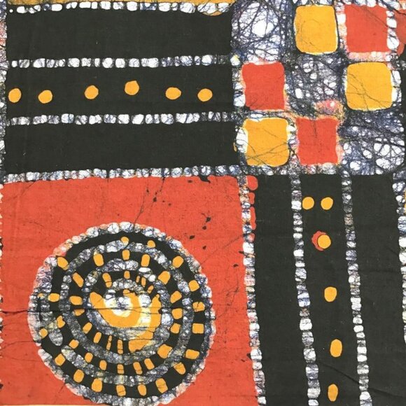 3 yd. Batik Fabric Piece Cotton Cloth Black Red Gold Sewing Quilting 108x45 in - Picture 6 of 8